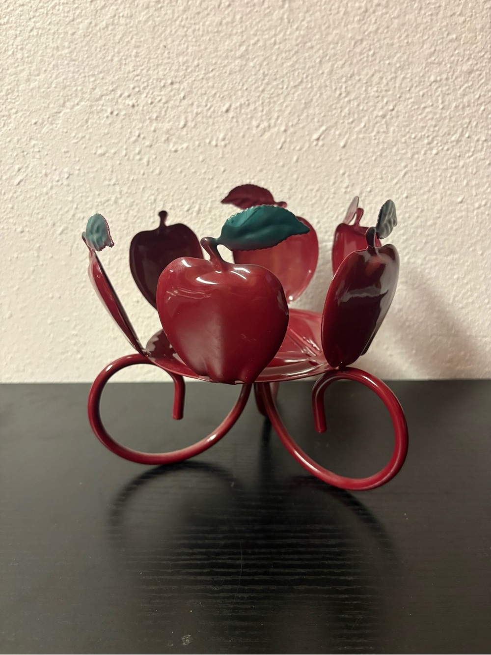Red Apple Metal Candle Holder Fruit Kitchen Farmhouse Decor